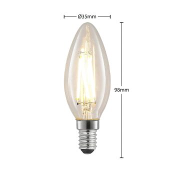 Arcchio LED žiarovka, vlákno, sviečka, E14, 4 W, číra