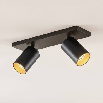 Arcchio bodové svetlá Brinja, čierny, hranatý, Ø 6 cm, 2-pólový, GU10