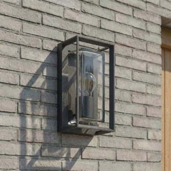 Arcchio vonkajšie nástenné svietidlo Ismera, antracitová/čirá, IP65, sklo