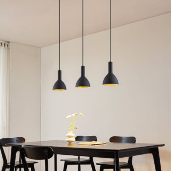 Arcchio závesné svietidlo Cosmina, 3-pl., dĺžka 90 cm, čierne