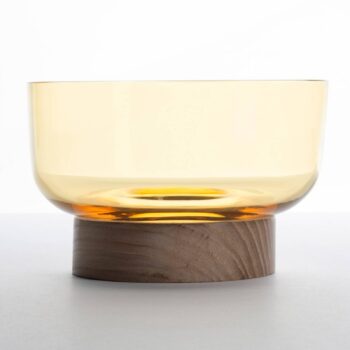 Artemide Bontà miska, žltá, Ø 18 cm, sklo, drevo