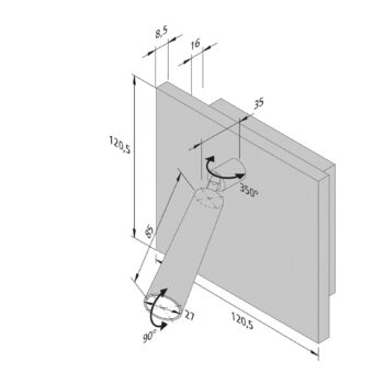 BL1-LED svetlo na čítanie, zapustené/montované, čierne