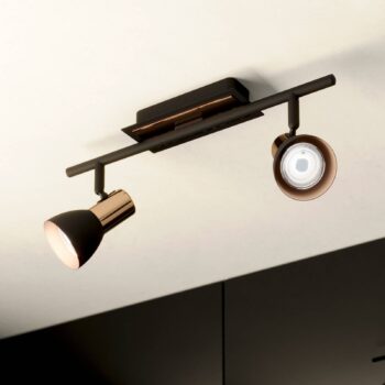 Barnham LED stropné bodové svietidlo, dĺžka 39,5 cm, čierna/medená