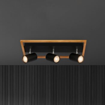 Bodové svetlá Frey drevený rám GU10 čierna 3-pl.