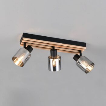 Bodové svetlo Travia, dĺžka 53 cm, 3-pl., čierne/dymovo šedé