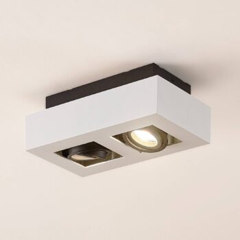 Bodové svietidlo Arcchio Vince, 25 cm, 2 svetlá, biela/čierna, GU10