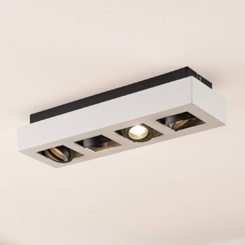 Bodové svietidlo Arcchio Vince, 47 cm, 4 svetlá, biela/čierna, GU10