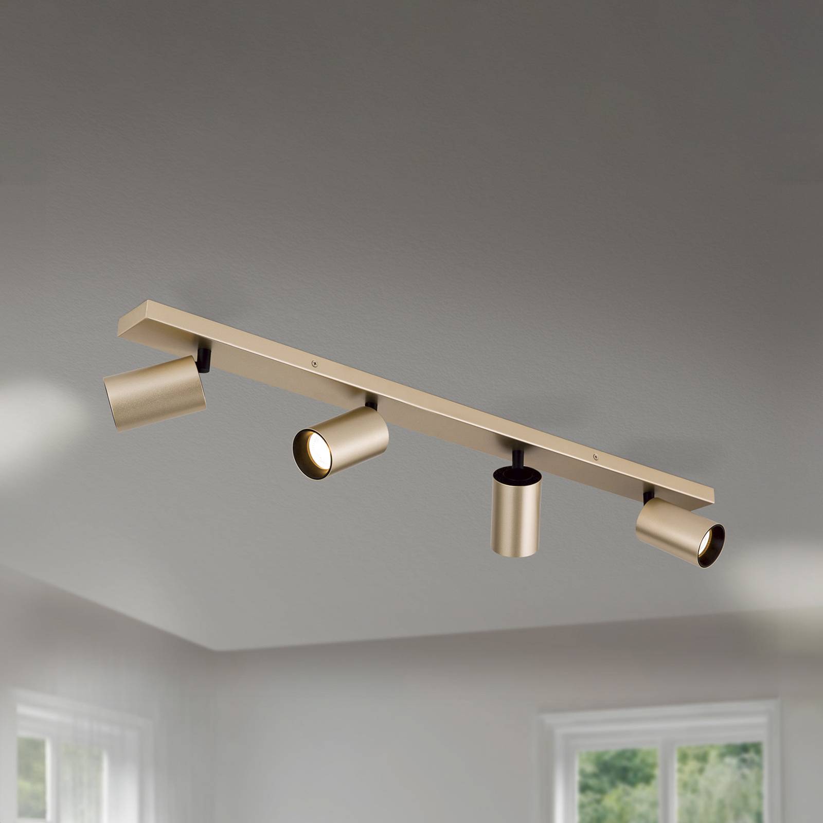 Bodové svietidlo Sean, 4-svetelné, zlatej farby, kovové, otočné Bodové svietidlo Sean, 4-svetelné, zlatej farby, kovové, otočné