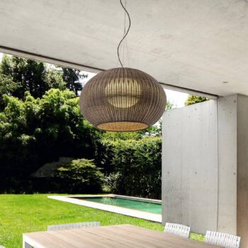 Bover LED vonkajšia závesná lampa Garota, grafitovo hnedá/hnedá Ø 72 cm