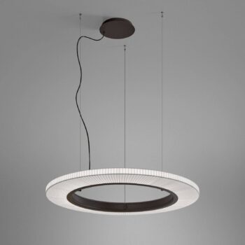 Bover LED závesné svietidlo Roda S/90, hnedá/biela, Ø 90 cm, 1-10V