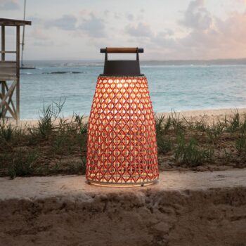 Bover Nans M/49/R Stolová lampa na akumulátor pre vonkajšie použitie, červená