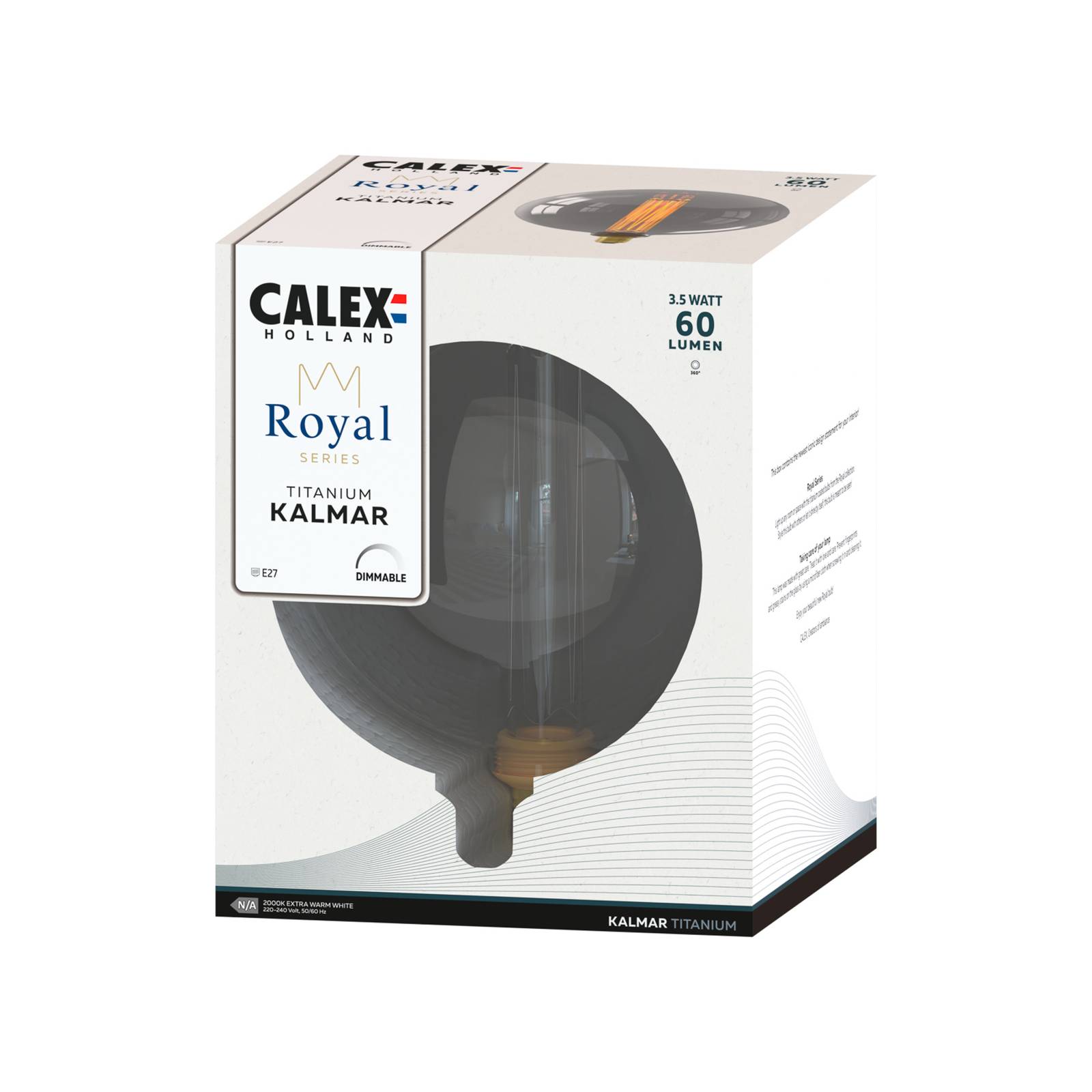 Calex Royal Kalmar LED E27 3,5W 2 000K stmieva dym Calex Royal Kalmar LED E27 3,5W 2 000K stmieva dym