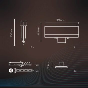 Calex Smart Outdoor Ground Spot, CCT RGB 3 svetlá.