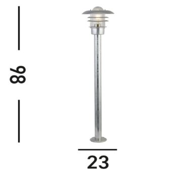 Chodníkové svetlo X Conrad, strieborné, IP44, výška 51 cm, oceľ