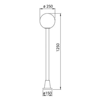 Chodníkové svietidlo číra krištáľová guľa, čierne