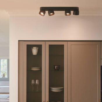 Downlight Pitcher, GU10, 4-plameňové, kov, čierny