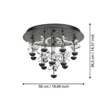 EGLO Stars of Light LED stropné svetlo Pianopoli čierne Ø 50 cm