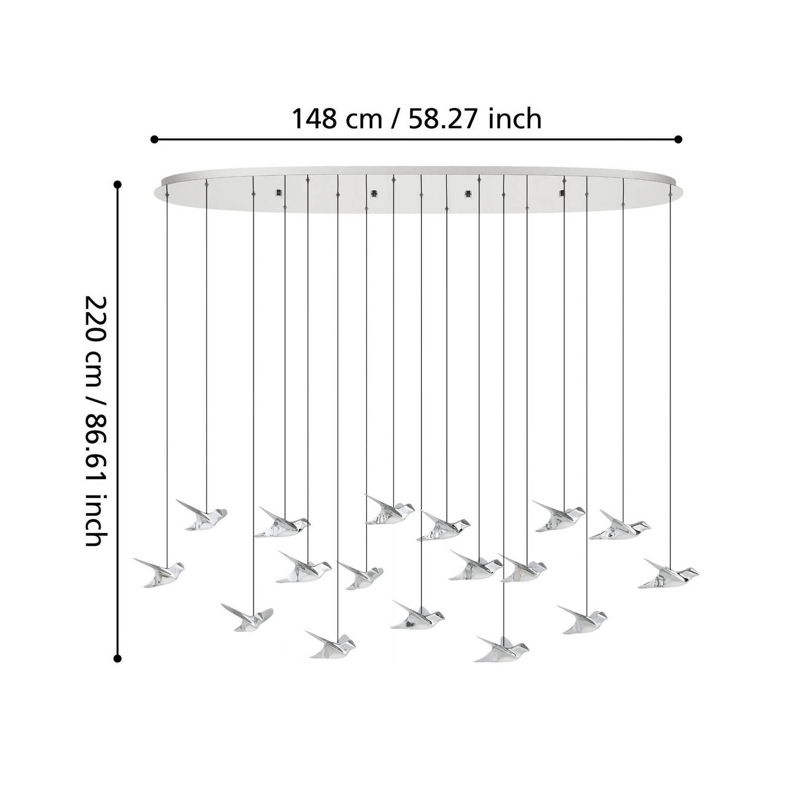 EGLO Stars of Light LED závesné svietidlo Paratebueno chróm 17-fl. EGLO Stars of Light LED závesné svietidlo Paratebueno chróm 17-fl.