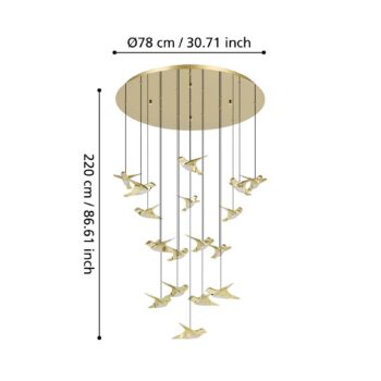 EGLO Stars of Light LED závesné svietidlo Paratebueno mosadzné okrúhle 17fl