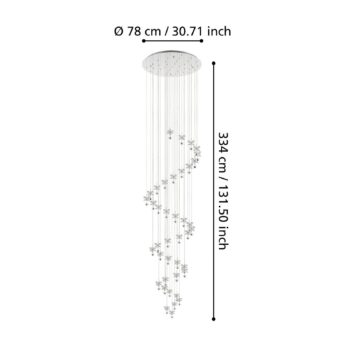 EGLO Stars of Light LED závesné svietidlo Pianopoli chróm 78x334 cm