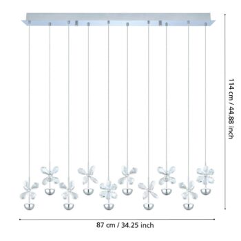 EGLO Stars of Light LED závesné svietidlo Pianopoli, chróm, dĺžka 87 cm