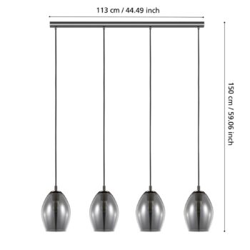 EGLO Stars of Light závesné svietidlo Estanys, čierna, 4-pl. dlhá