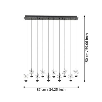 EGLO Stars of Light závesné svietidlo Pianopoli čierna dĺžka 87 cm