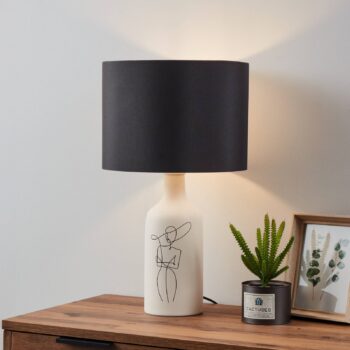 EGLO Vinoza lampa, podstavec biela tienidlo čierna