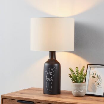 EGLO Vinoza lampa, podstavec čierna tienidlo biela