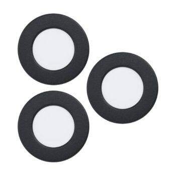 EGLO connect zapustené LED svietidla Fueva 6-Z, čierne, sada 3 ks