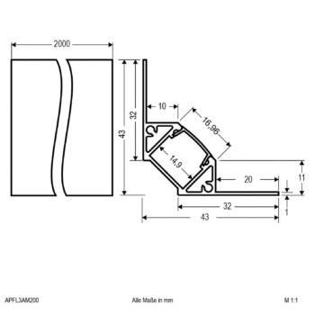EVN APFL3 Al-dlaždicový profil vnútorný 200x4,3cm