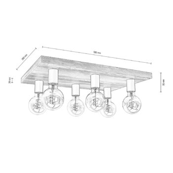 Envostar Lobo stropné svietidlo 6fl. borovica orech