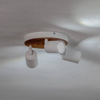 Envostar Tino stropné bodové svetlá 3-pl. okrúhle biele/drevené