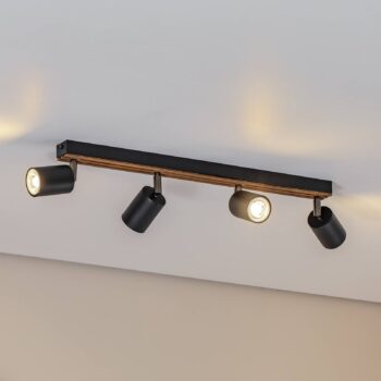 Envostar Tino stropné bodové svetlá 4-plameňové čierne/drevené