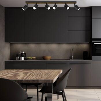 Envostar Tino stropné bodové svetlá 6-plameňové čierne/drevené