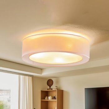 Euluna Tibu stropné svietidlo, textil, Ø50cm, cappuccino