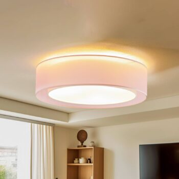 Euluna Tibu stropné svietidlo, textil, Ø50cm, ružová