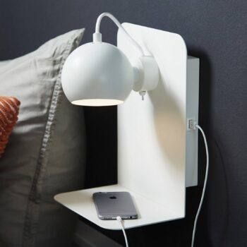 FRANDSEN Guľové nástenné svietidlo USB biele matné