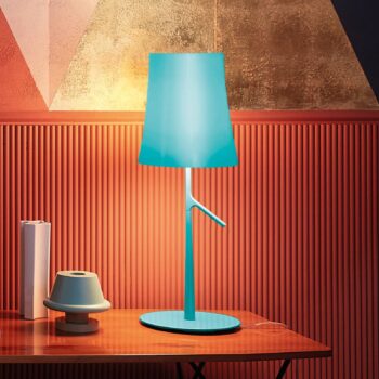 Foscarini Birdie LED piccola stolová, akvamarín