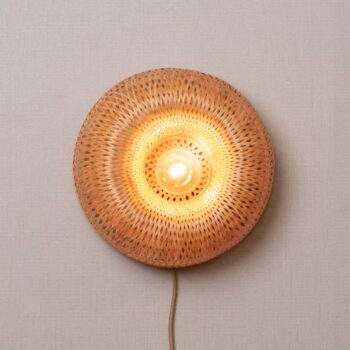 GOOD & MOJO Nástenné svetlo Barbados, prírodné Ø 35 cm Bambusová zástrčka