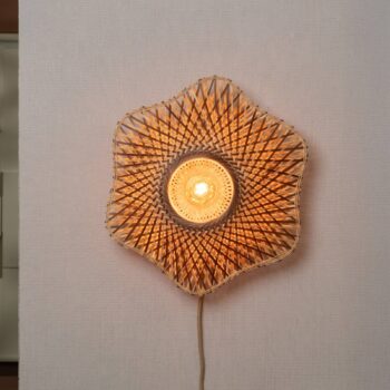 GOOD & MOJO Nástenné svetlo Madura, Ø 44 cm, prírodná/hnedá, zástrčka