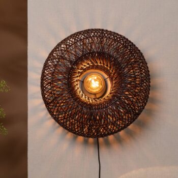 GOOD & MOJO nástenné svetlo Arizona, červené, Ø 50 cm, bambus, zástrčka