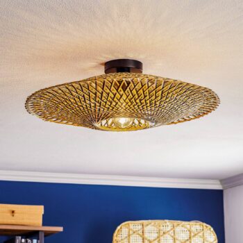 GOOD & MOJO stropné svietidlo Bali, Ø 60 cm, čierna/prírodná, bambus