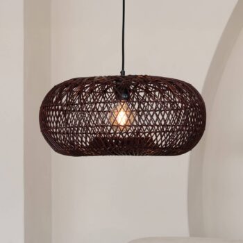 GOOD & MOJO závesné svietidlo Arizona, červené, Ø 50 cm, bambus, E27