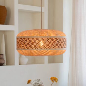 GOOD & MOJO závesné svietidlo Langkawi, hnedé Ø 50 cm, bambus E27