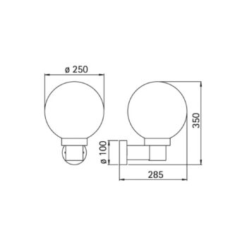 Guľové nástenné svietidlo vonkajšie, čierne