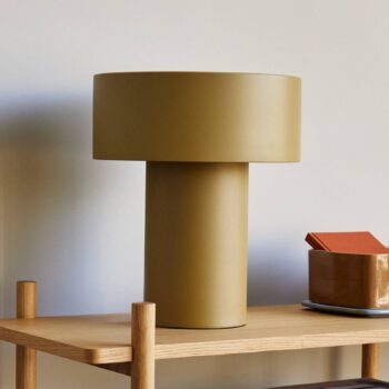 HÜBSCH Aki stolová lampa, khaki, železo, E27, výška 37 cm