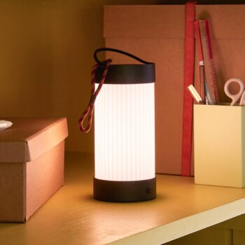 HÜBSCH LED dobíjacia stolová lampa Camp čierna, sklo, železo, IP44