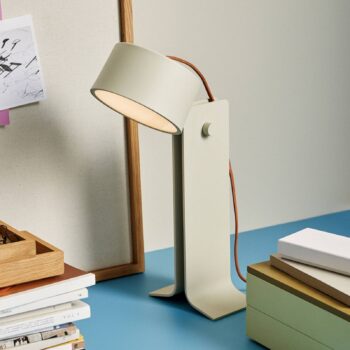 HÜBSCH LED stolová lampa Crea, piesková farba, hliník, železo