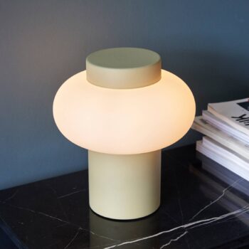 HÜBSCH Stolná lampa Camp, železo, sklo, E14, výška 25 cm